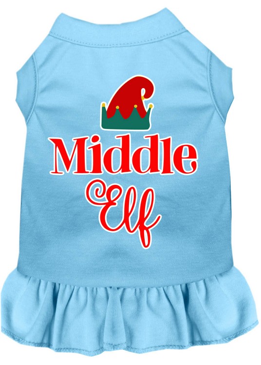 Middle Elf Screen Print Dog Dress Baby Blue XS